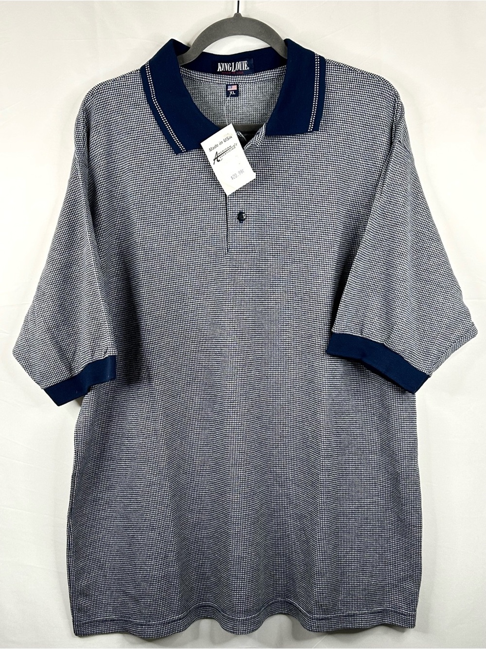 Vintage King Louie Polo Shirt Mens Size XL Bowling Houndstooth Twill USA NWT
